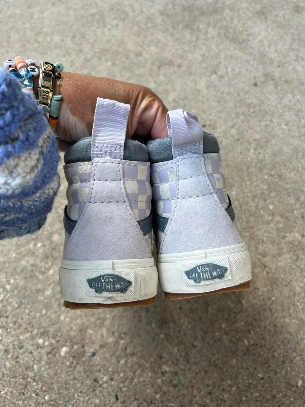 Vans Kids High-Top Checkerboard Sneakers - Light Purple & Gray size 11 lilac